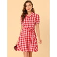 thumbnail image 2 of INSPIRE CHIC Mini Vestido Elegante Escocesa Y Botones Vintage A Cuadros de Fiesta Para Mujer Rojo XL, 2 of 6