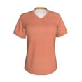 thumbnail image 2 of Uemuo Orange Gingham Printed Women's Classic V-Neck T-Shirt - Soft, Breathable, Moisture-Wicking, Perfect for Casual, Office, Travel, and Everyday Wear-XX-Large, 2 of 5