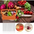 thumbnail image 4 of 1 Pack Kitchen Gadget Slice Tomato Onion Vegetable Safety Fork Tender Meat Needle Vegetable Cutting Tool Creative Kitchen Utensils (Orange), 4 of 8