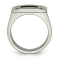 thumbnail image 2 of Edward Mirell Titanium Brown Leather Insert Polished Ring, 2 of 7