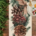 thumbnail image 4 of Winter Pine Cone Table Runner, Pine Needle Branch Red Berry Bow Farmhouse Kitchen Dining Table Decor, Christmas Holiday Seasonal Rustic Home Decoration Indoor Outdoor Party Supply 13x36 Inches, 4 of 7