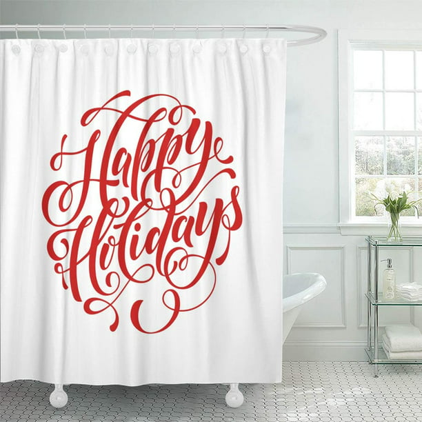 Pknmt Text Calligraphy Happy Holidays, Creative Bath Shower Curtain