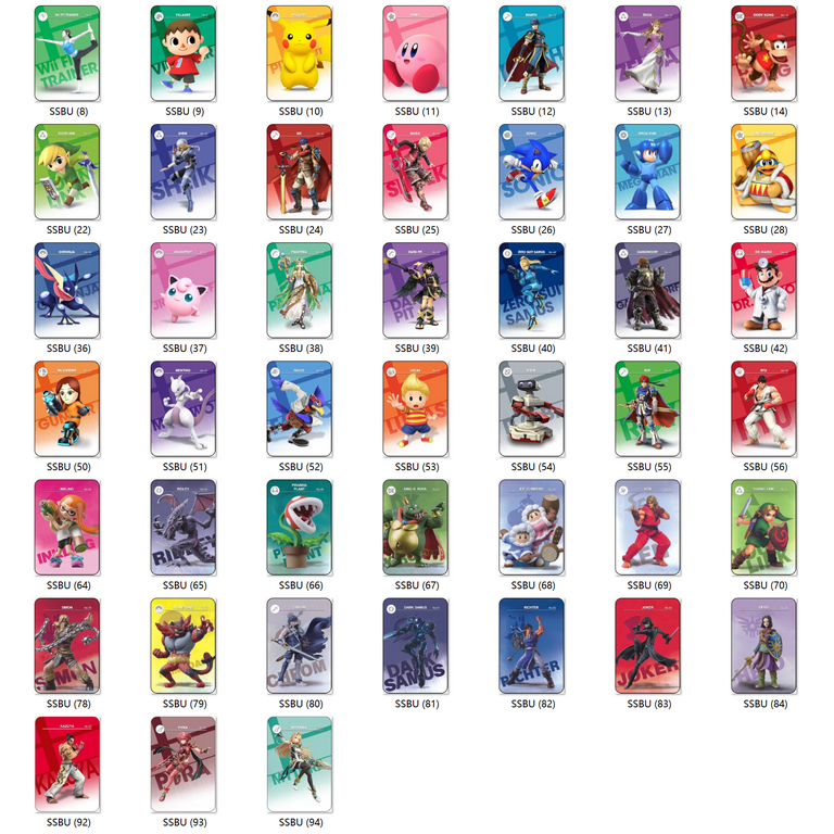 94-Pcs SSBU Series Super Smash Bros Amiibo Cards. fits Switch Games SSB  Ultimate. 
