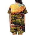 thumbnail image 6 of Fotbe Oil Painting Style Pasture Cow Print Pajama Set for Women 2 Piece Loungewear Short Sleeve Tops and Shorts Set Soft Sleepwear-Small, 6 of 7
