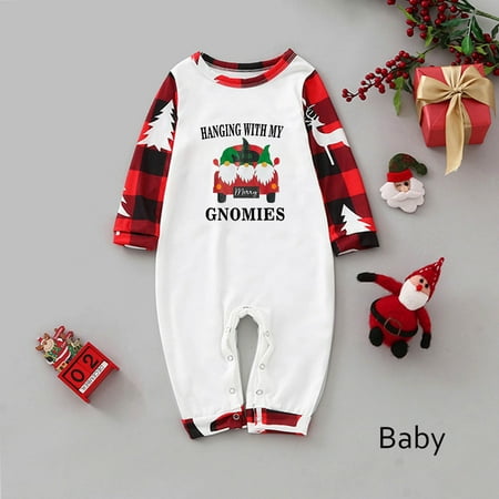 

Uorcsa Soft Comfy Print Pajamas Christmas Funny Casual Baby Parent-child clothing Red