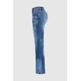 thumbnail image 4 of Women's Medium Wash Distressed Bootcut Jeans, Low Rise Slim Fit Western Denim Pants, 4 of 6