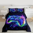 thumbnail image 2 of Homewish Modern Video Game Bedding Comforter Set,Watercolor Gamepad Controller Twin Comforter Sets,Neon Blue Green Black Bedding Set For Boy,Microfiber Room Decor Reversible,2 Pieces, 2 of 8
