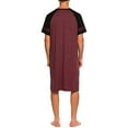 thumbnail image 2 of LELINTA Men's Sleepwear & Robes Sleep shirt Men's Nightshirts Short Sleeve Kaftan Nightwear Black/ Wine Red/ Light Grey/ Blue Color, 2 of 6