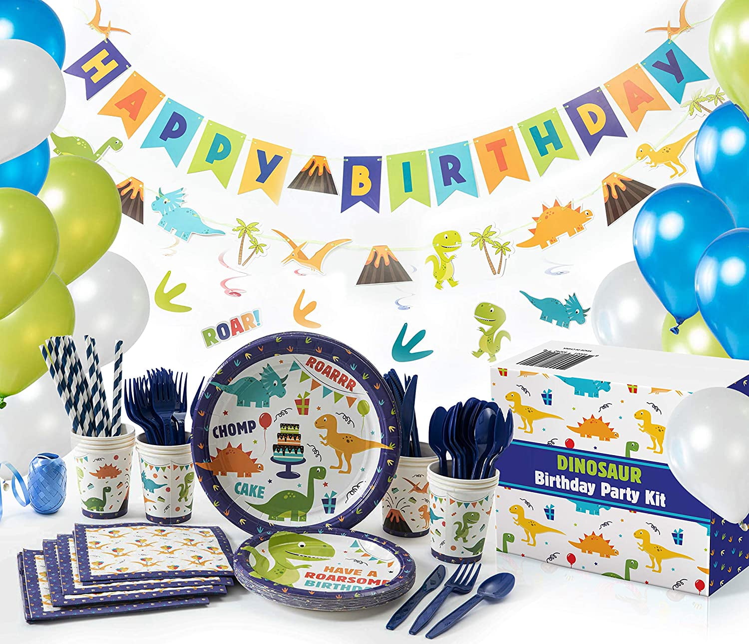 FIGEPO Dinosaur Birthday Decoration Party Supplies Set for Kid’s Party with Ba 