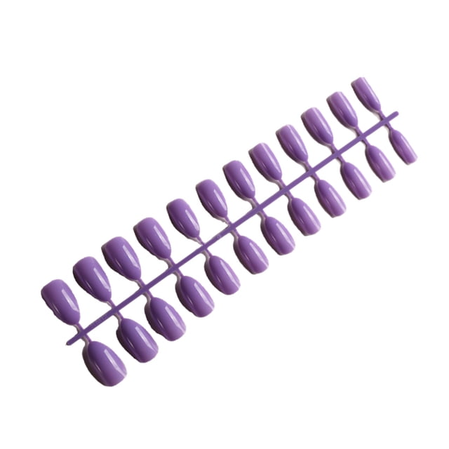 Soidarity 24 piezas de uñas postizas, accesorio de moda para mujer, puntas de uñas para el salón del hogar Juegos de manicura Púrpura claro