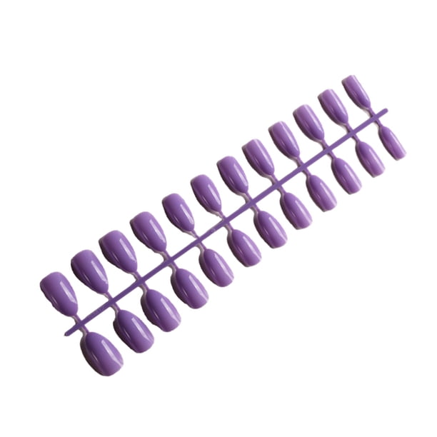 Soidarity 24 piezas de uñas postizas, accesorio de moda para mujer, puntas de uñas para el salón del hogar Juegos de manicura Púrpura claro