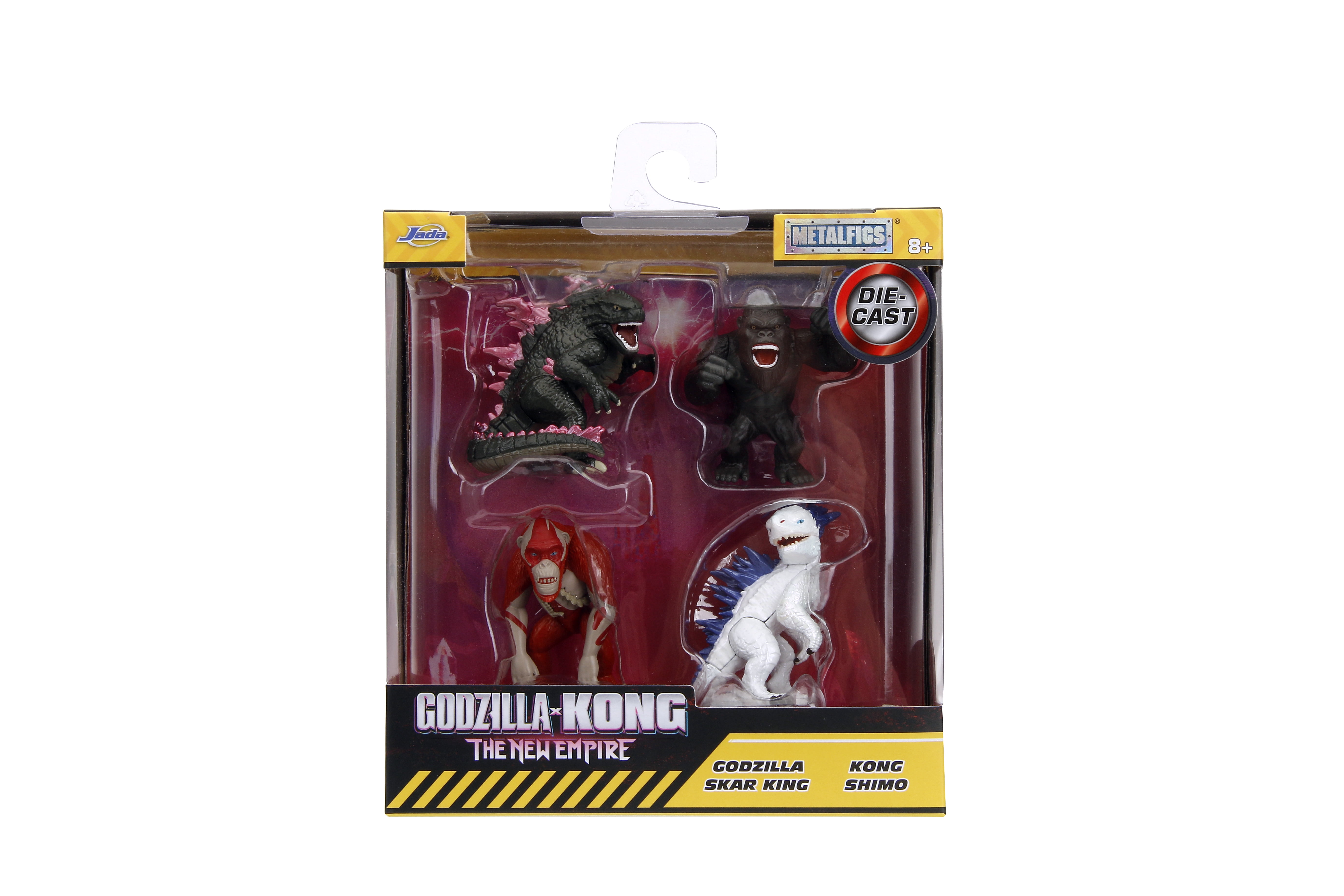 Jada Godzilla x Kong Metalfigs 4 Pack, 2.5" Die-Cast Figures(Godzilla, King Kong, Skar, Shimo), Ages 8+