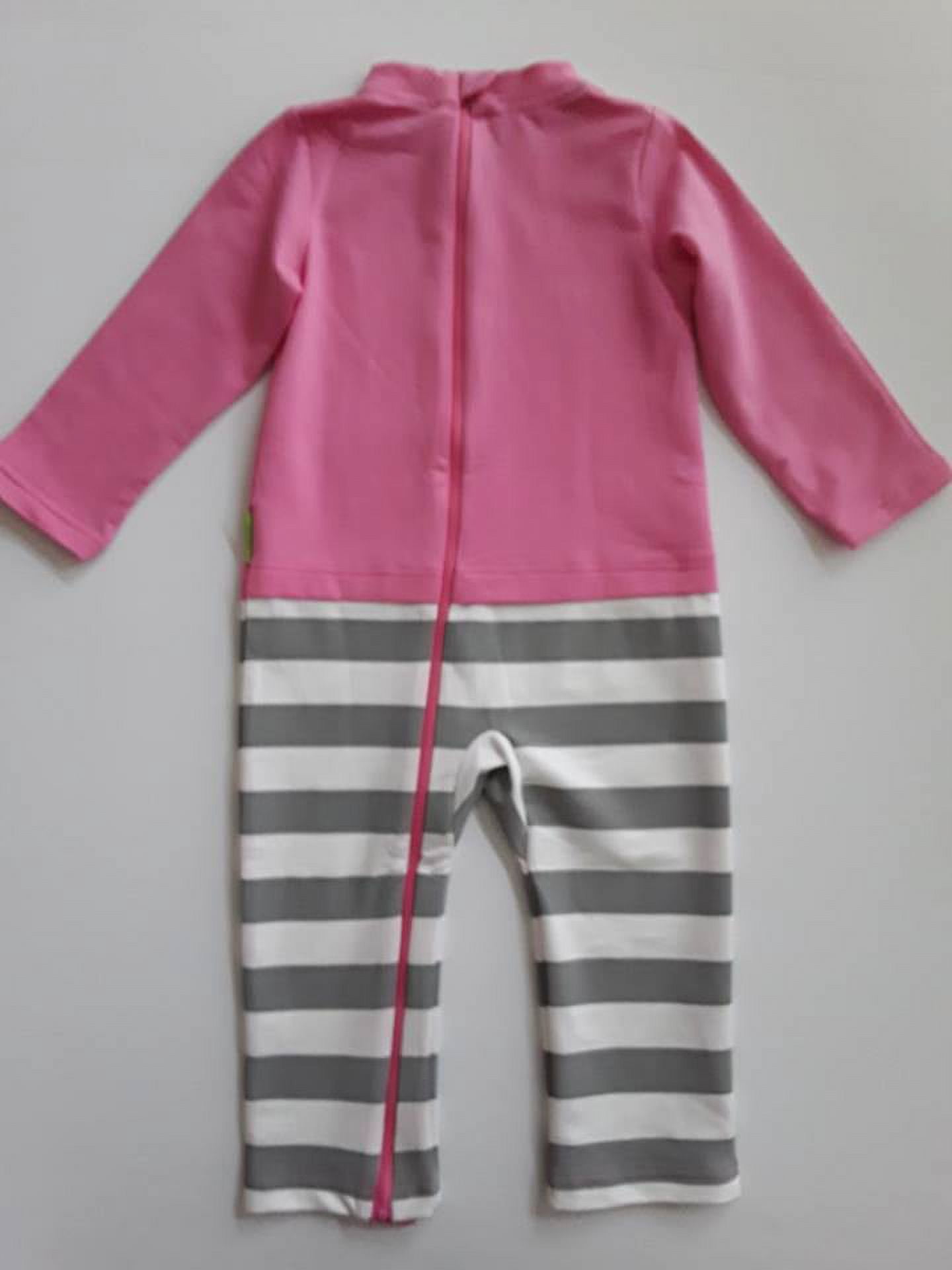 One Piece Strip-Proof Toddler Romper in Pink/Gray