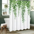 thumbnail image 4 of Eucalyptus Shower Curtain Sets, Watercolor Leaves on The Top Plant with Floral Bathroom Decoration 72x72 Inch with Hooks (B-Green, 72 * 72), 4 of 6
