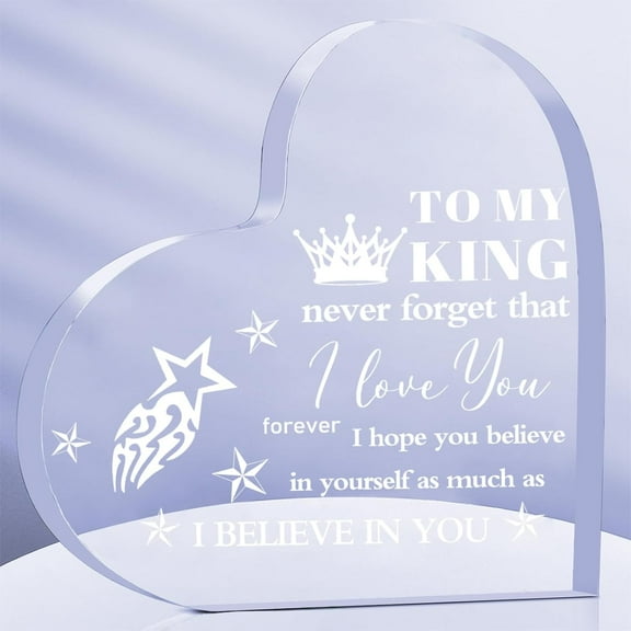 Boyfriend Gifts Anniversary Wedding Gifts for Men 3.9x3.9 Inch Acrylic Heart Keepsake Valentine's Day Birthday Gifts for Boyfriend