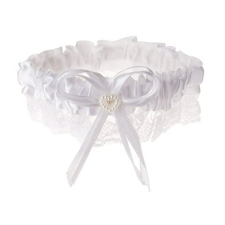 White Lace Trimheart Garter