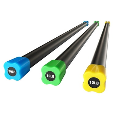 Signature Fitness Total Body Workout & Exercise Weighted Bar w/Grip, 3 Pack