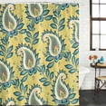 thumbnail image 2 of Yellow Teal Boho Botanical Shower Curtain, Waterproof Shower Curtains for Bathroom, Southwestern Leaves Ethnic Tribal Washable Fabric Bathtub Curtain Set Bath Decor with 12 Hooks Long 72"x84", 2 of 8
