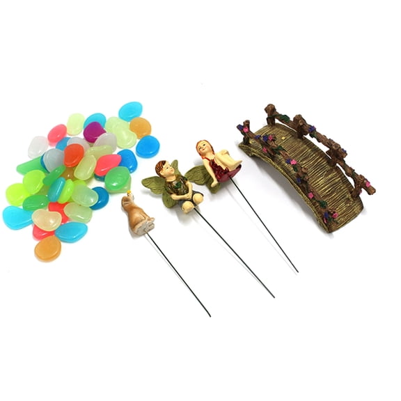 BQBQERT Outdoor Miniature Fairies Figurines Fairy Garden Decoration Bridge Stones Ornaments for Pond Yard Statue