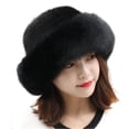 thumbnail image 1 of Sombrero de moda de invierno recortado de piel sintética para mujer, sombreros cálidos para exteriores a la moda, regalo de Navidad, 1 of 4