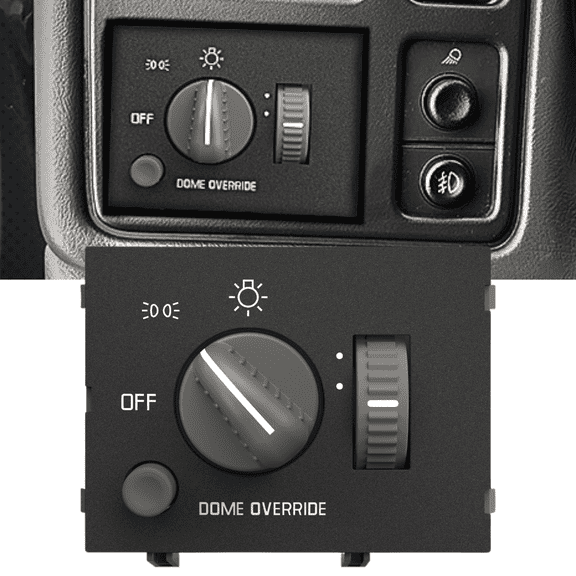 Headlight Dimmer Switch for 1995-1999 Chevy Silverado Suburban Tahoe Avalanche 1995-1999 GMC Sierra Yukon 1999-2000 Cadillac Escalade, Instrument Panel Headlamp Switch with Yellow Led Light