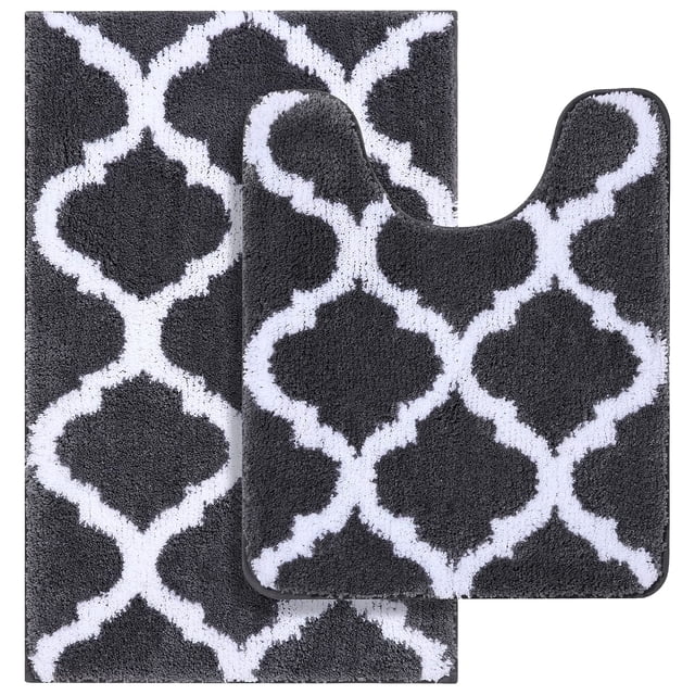 Juego de alfombras de baño OLANLY de microfibra para bañera y ducha, 2 piezas