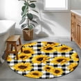 thumbnail image 3 of Small Round Rug 3Ft Washable Non-Slip, Sunflowers Blossom Circle Area Rugs for Living Room Bedroom, Spring Summer Garden Flowers Check Indoor Floor Mats Carpet Runner for Home Decor, 3 of 8