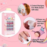 Lankey Fake Nails for Kids 120 Pcs Kids Press on Nails Girls Full Cover Short False Fingernails Kids Nail Art Decoration