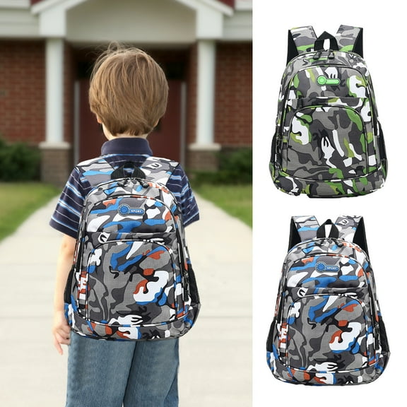 HengDidi Compact Water-Resistant Backpack for Campus & Travel - Lightweight Polyester Daypack with Adjustable Straps, Multiple Pockets & Trendy Prints (Green/Blue, Small Size)