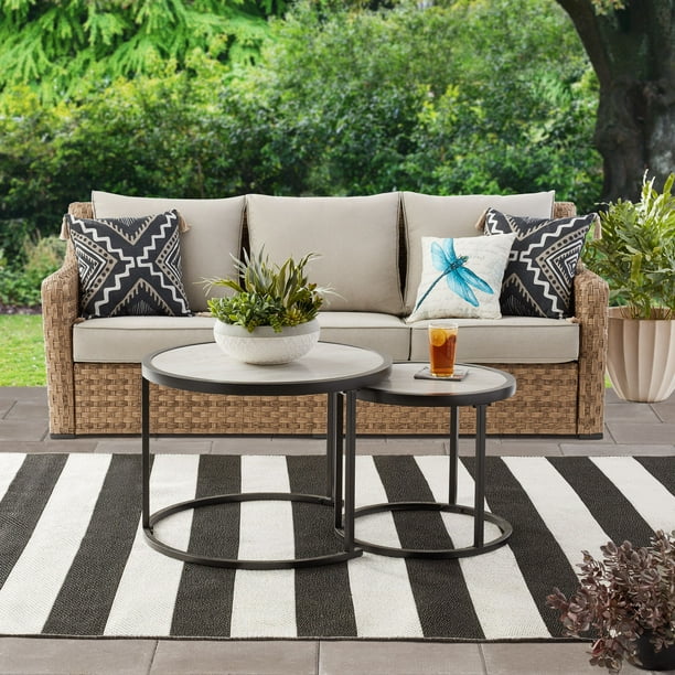 better homes and gardens 3 piece patio sofa and nesting table set