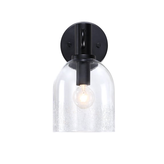 Astra 5.5 in. 1-Light Matte Black Indoor Wall Sconce Light for Bathrooms