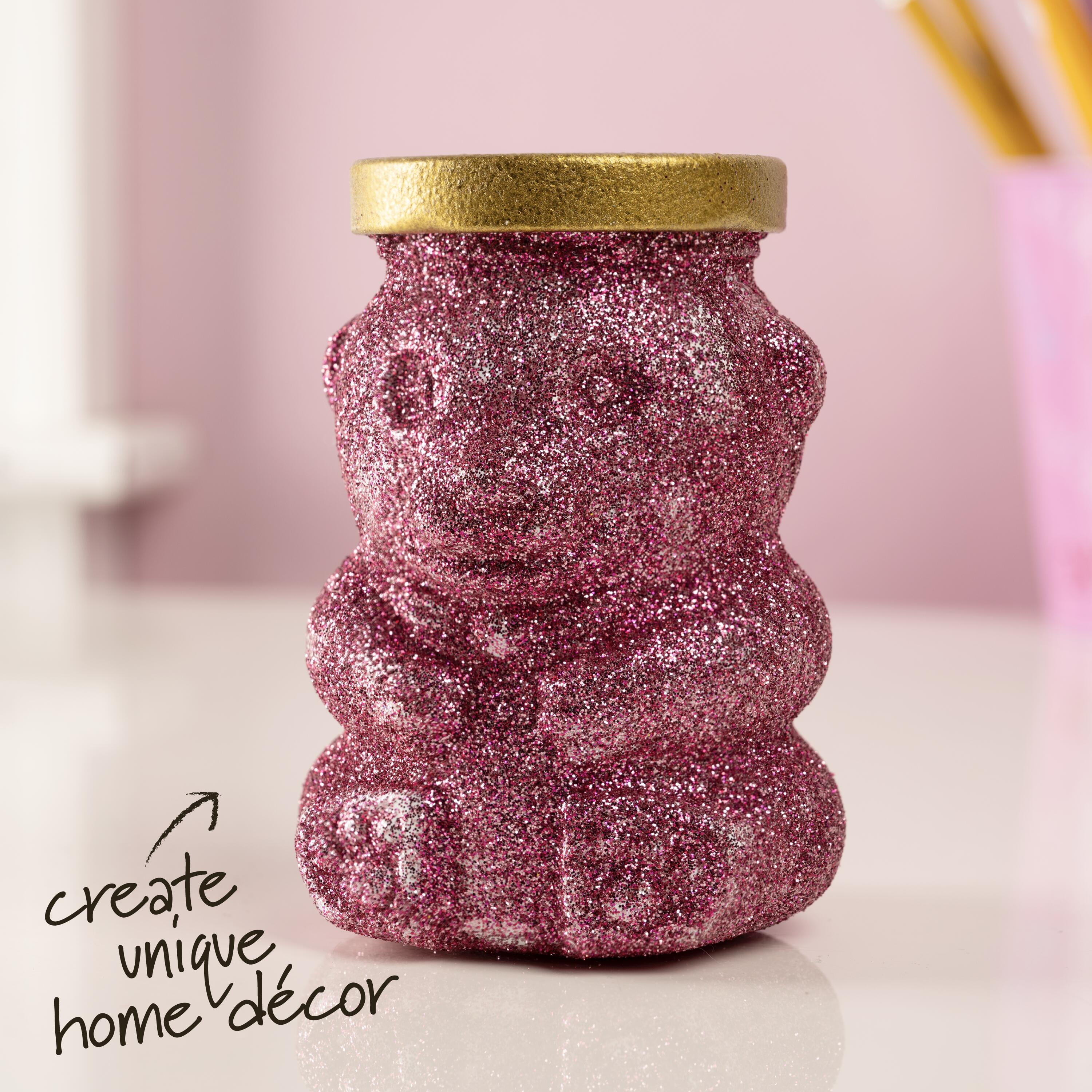 (3 pack) Plaid Surfaces Glass Bear Jar with Lid, 6.08 oz Customizable Jar for DIY Arts and Crafts
