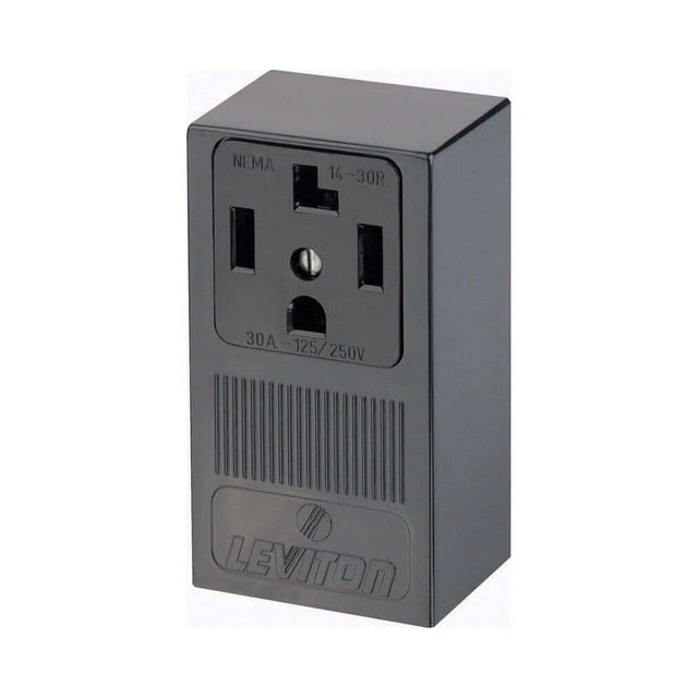 Leviton, 3 polos, sin conexión a tierra, salida única, 30 A, color negro