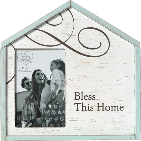 Precious Moments Bless This Home Rustic Farmhouse Distressed 4x6 Wood And Metal Photo Frame