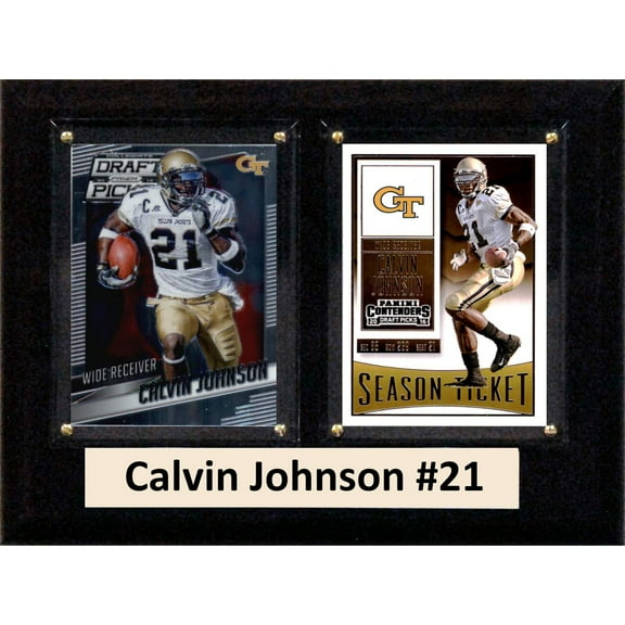 C & I Collectables 68CALVINJCO 6 x 8 in. Calvin Johnson NCAA Georgia Tech Yellow Jackets Two Card Plaque