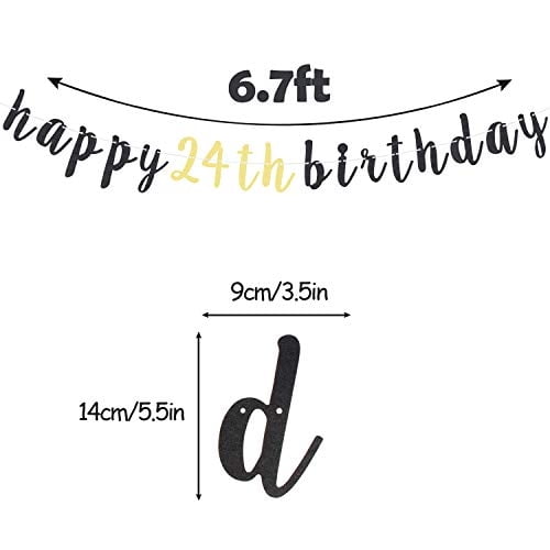 LINGTEER Happy 24th Birthday Party Decorations,24th Birthday Glitter Garland Banner - Chee LINGTEER LINGTEER