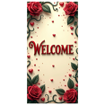 thumbnail image 1 of Welcome Decorative Banner with Roses and Hearts for Parties Events Celebrations Wedding Backdrop Party Decoration and Indoor Photography Background, 1 of 4