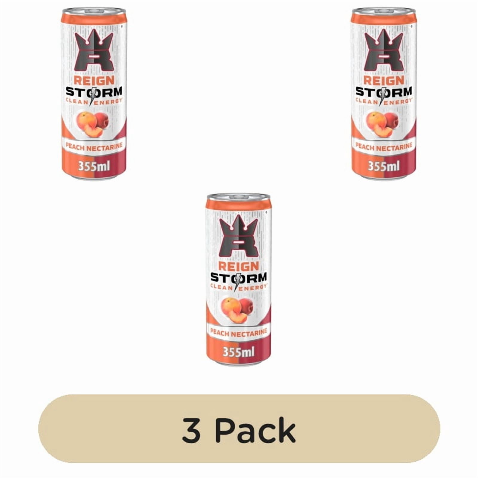 Reign Storm Peach Nectarine Clean Energy Drink 355ml, British Import (Pack of 3)
