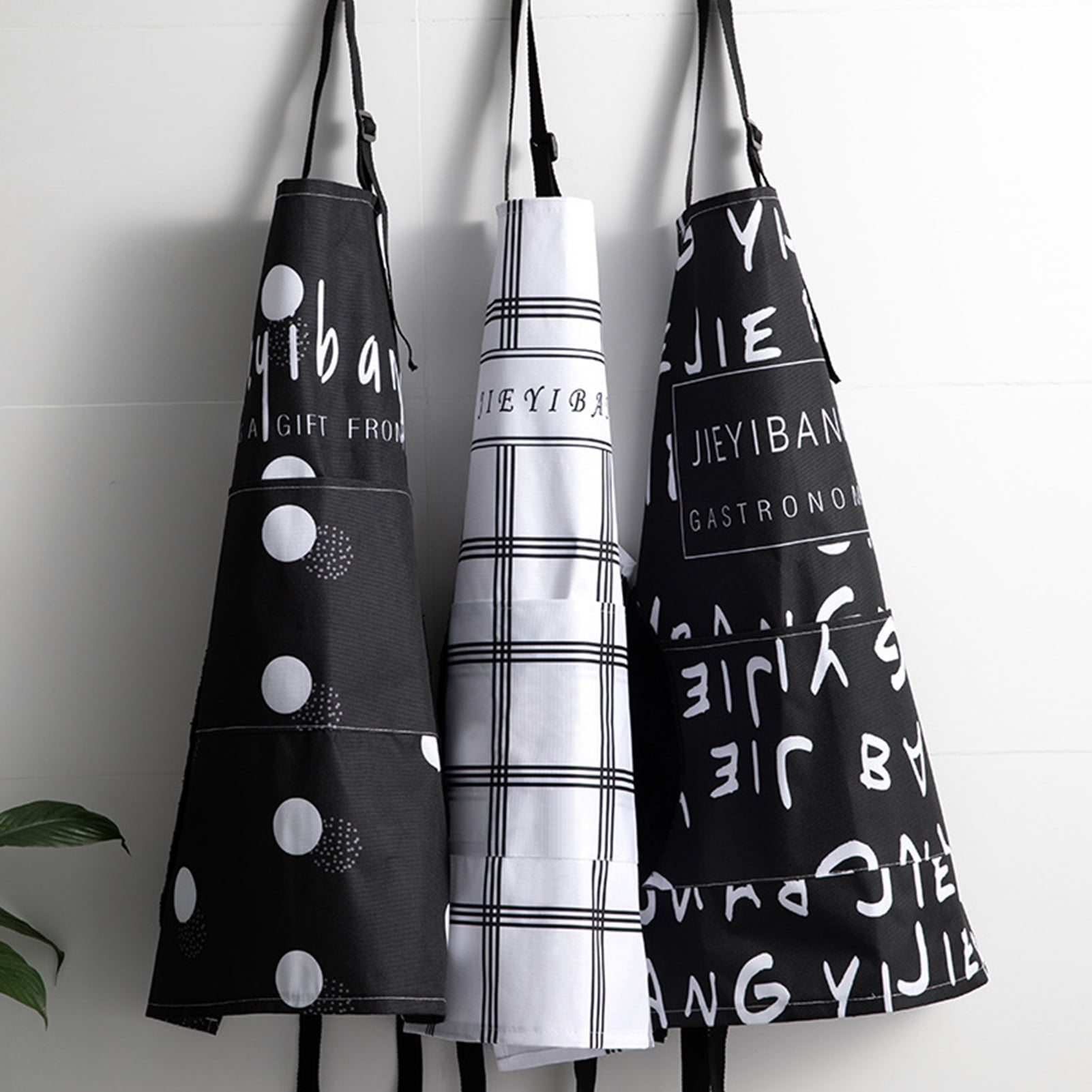 Yiba Made Aprons for Women Men Black Kitchen Aprons with 2 Pockets Durable Personalized Aprons for BBQ Kitchen Cooking Baking Crafting Restaurant Full Adult Size 2 Pack 