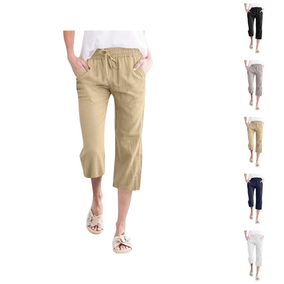Women High Waisted Wide Leg Pants Fashion Drawstring Elastic Trousers Comfy Straight Leg Long Pants With Pockets Linen Pants Women