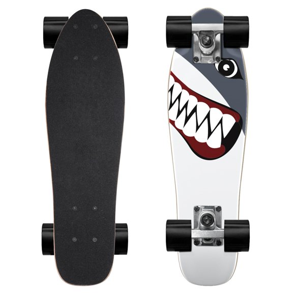 Monopatín Patinetas Completas Patinetas Mini Cruiser de 22 Pulgadas para Principiantes Niños Niños y Niñas (Tiburón)