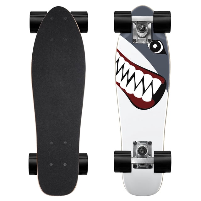 Monopatín Patinetas Completas Patinetas Mini Cruiser de 22 Pulgadas para Principiantes Niños Niños y Niñas (Tiburón)