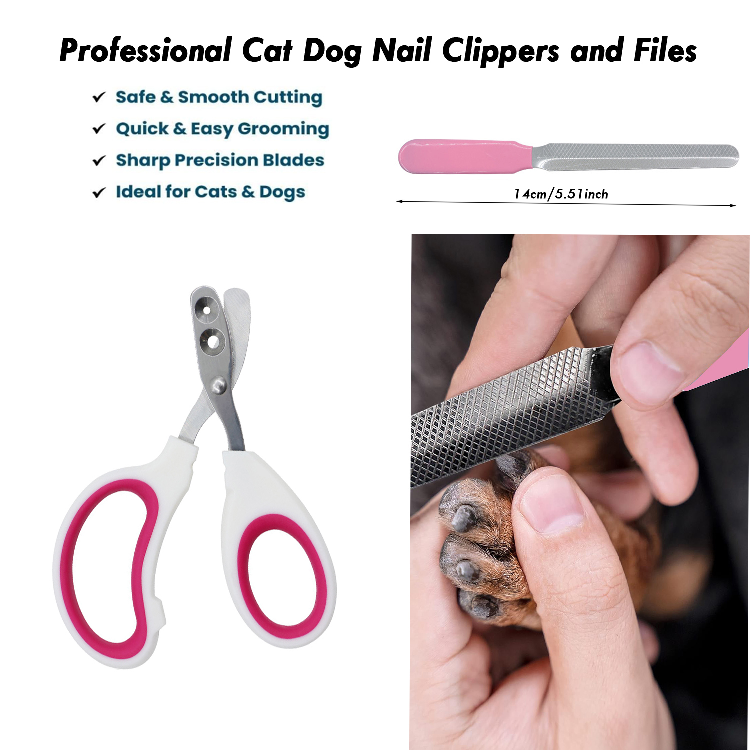 Hoolife 8-Pc Pet Grooming Brush Kit, Pink photo 5