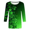 thumbnail image 4 of Craaazy St Patricks Day Shirts for Women Casual 3/4 Sleeve Loose Tops Crew Neck Funny Green-themed T-Shirts Gifts, 4 of 6