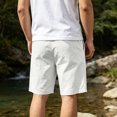 thumbnail image 5 of Men's Cotton Linen Casual Shorts Straight Leg 5-Inch Inseam Summer Beach Shorts with Pockets, 5 of 5