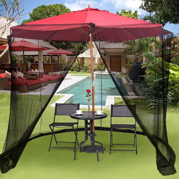 Patio Umbrella Mosquito Nets Polyester Mesh With Zipper Door And Adjustable Rope Fits 8 10ft Outdoor Umbrellas And Patio Tables Walmart Com Walmart Com