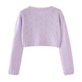 thumbnail image 2 of WIBACKER 2-8T Girl Long Sleeve Bow Bolero Cardigan Kids Front Open Knit Shrug Cropped Sweaters Tops, 2 of 11