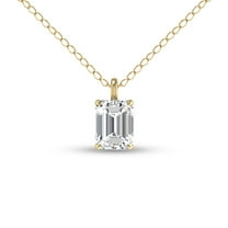 SZUL Women's Lab Grown 1/4 Carat Emerald Solitaire Diamond Pendant in 14K Yellow Gold