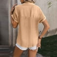 thumbnail image 4 of vigerkar Womens Summer Button Down Shirts Lapel Short Sleeve Shirt Collared Casual Comfy Blouses Tops Khaki, S, 4 of 6