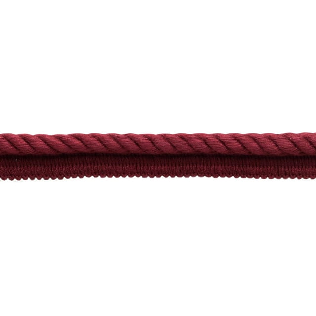 3/8" (1cm) Basic Collection Solid Twisted Rope Cord Trim with Lip (Style# 0038EMPS), Wine Red #J18 (Burgundy Red) 24 Yards (72 ft/21.5m)